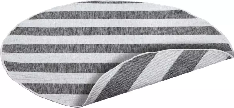 Ковер Andas "Alan", круглый, двусторонний ковер, в полоску, Scandi, устойчивый к атмосферным воздействиям, подходит для использования внутри и снаружи помещений 140 см, цвет silbergrau