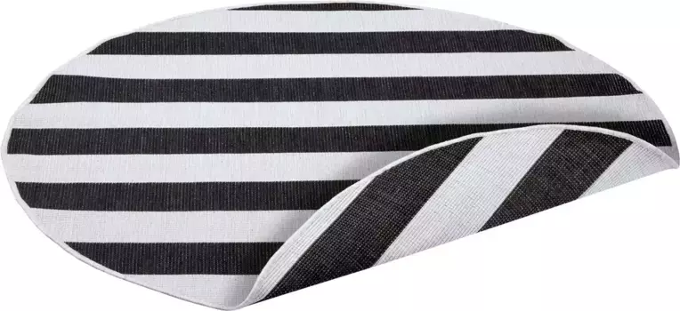 Ковер Andas "Alan", круглый, двусторонний ковер, в полоску, Scandi, устойчивый к атмосферным воздействиям, подходит для использования внутри и снаружи помещений 120 см, цвет night