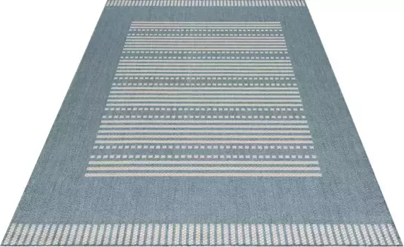 Ковер Andas "Pico", прямоугольный, подходит для использования на открытом воздухе, имитация сизаля, устойчив к атмосферным воздействиям и УФ-излучению, плоское плетение 80х150 см, синий