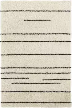 Ковер Andas Shaggy "Friadora", прямоугольный, двухцветный дизайн, в полоску, для спальни, прочный, простой в уходе 200х290 см, черный/кремовый