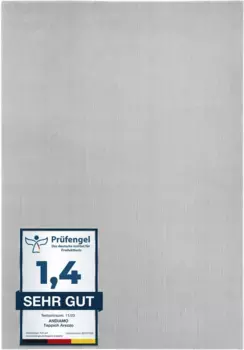 Ковер Andiamo "Arezzo", прямоугольный, однотонный, мягкий ворс, можно стирать, идеально подходит для гостиной и спальни 80х200 см, серый