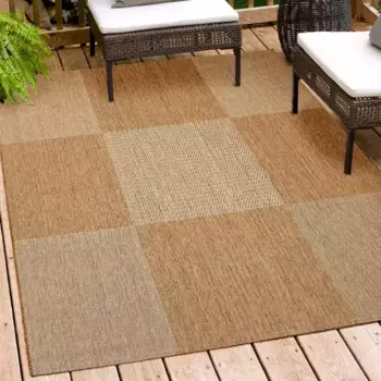 Ковер Andiamo "ARIZONA", прямоугольный, плоского плетения, клетчатый узор, подходит для использования внутри и снаружи помещений, гостиная 160х230 см, коричневый