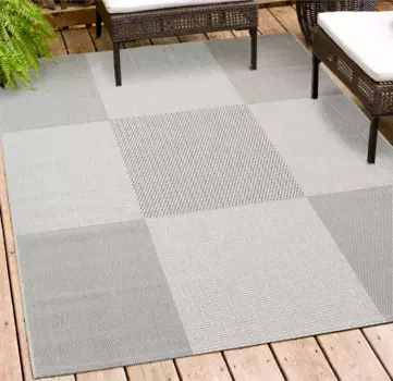 Ковер Andiamo "ARIZONA", прямоугольный, плоского плетения, клетчатый узор, подходит для использования внутри и снаружи помещений, гостиная 200х290 см, цвет silberfarben