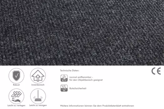 Ковер Andiamo "Игольчатый фетр Milo", прямоугольный, однотонный, ширина 100 см или 200 см, износостойкий, гостиная 200х600 см, цвет anthrazit