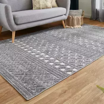 Ковер Andiamo "La Rochelle", прямоугольный, бохо-скандинавский стиль, эффект high-low, современный, гостиная 160х230 см, серый