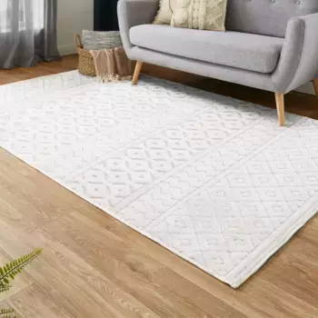 Ковер Andiamo "La Rochelle", прямоугольный, бохо-скандинавский стиль, эффект high-low, современный, гостиная 120х170 см, бежевый