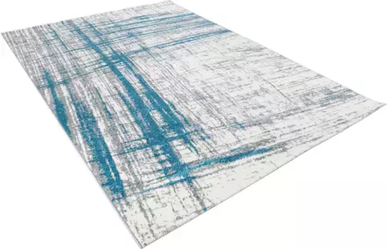 Ковер Andiamo "Лазурный Берег", прямоугольный, короткий ворс, современный дизайн, гостиная 120х170 см, светло-серый/бирюзовый