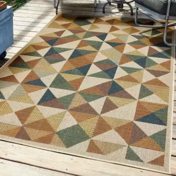 Ковер Andiamo "Sedona Triangle", прямоугольный, плоского плетения, современный дизайн, подходит для использования внутри и снаружи помещений 120х170 см, цвет multi