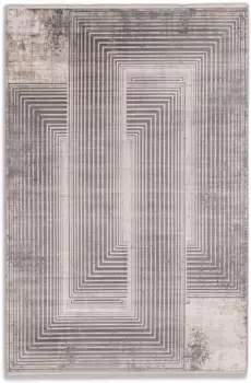 Ковер ASTRA "Mirano 233", прямоугольный, 3-D эффект, вискоза, шелковистое мерцание, высокий низкий 133х190 см, кремовый/темно-серый