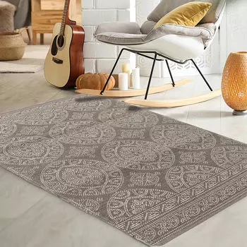 Ковер бежевый с белым узором 69х114см Rugsmith