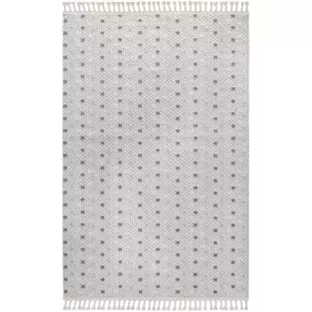 Ковер Bruno Banani «Dotty», прямоугольный, высота 6 мм, имитация шерсти, структура высокая-низкая, подходит для использования внутри и снаружи помещений, с бахромой, кремовый/зеленый