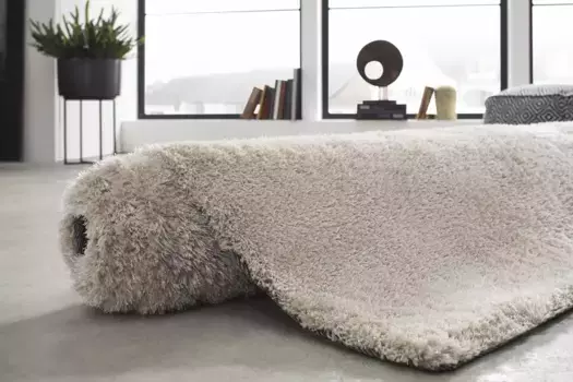 Ковер Bruno Banani с высоким ворсом "Дана ковер, легкий блеск", прямоугольные, однотонные, мягкие, коврики из микрофибры, гостиная, спальня, столовая 40х60 см, бежевый