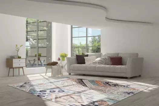 Ковер Calo-Deluxe "Emin 600", прямоугольный, чистый хлопок, гостиная 160х230 см, цвет multi/blau