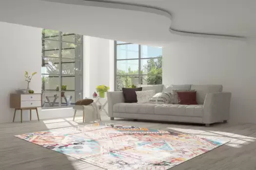 Ковер Calo-Deluxe "Emin 600", прямоугольный, чистый хлопок, гостиная 80х150 см, оранжевый