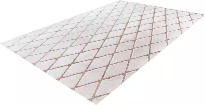 Ковер Calo-Deluxe "Jardan-2000", прямоугольный, особенно мягкий благодаря микрофибре, с ромбовидным узором 80х150 см, серо-коричневый/белый