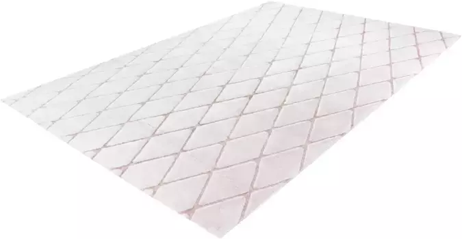 Ковер Calo-Deluxe "Jardan-2000", прямоугольный, особенно мягкий благодаря микрофибре, с ромбовидным узором 80х150 см, розовый/белый