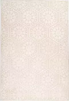 Ковер Calo-Deluxe "Latemar 300", прямоугольный, мягкий мех, рельефный рисунок, гостиная, спальня 80х150 см, цвет creme