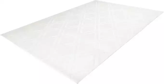 Ковер Calo-Deluxe "Latemar 400", прямоугольный, высокая-низкая структура, гостиная 120х170 см, белый