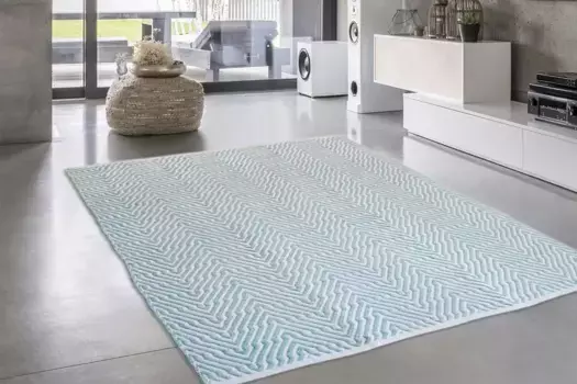 Ковер Calo-Deluxe "Люба 433", прямоугольный, чистый хлопок, ручная работа, гостиная, детская комната 160х230 см, бирюзовый