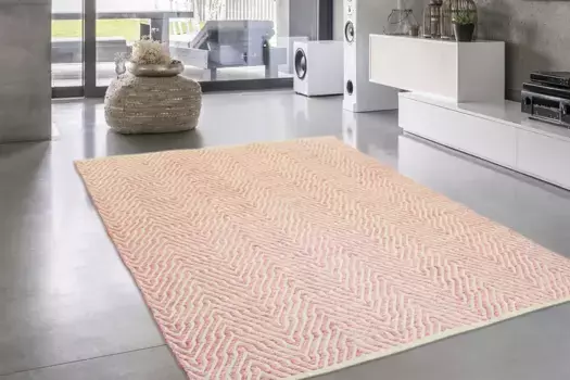 Ковер Calo-Deluxe "Люба 433", прямоугольный, чистый хлопок, ручная работа, гостиная, детская комната 160х230 см, розовый