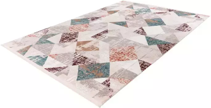 Ковер Calo-Deluxe "Miran 125", прямоугольный, винтажный дизайн, с бахромой, гостиная 80х150 см, цвет lachs/grau