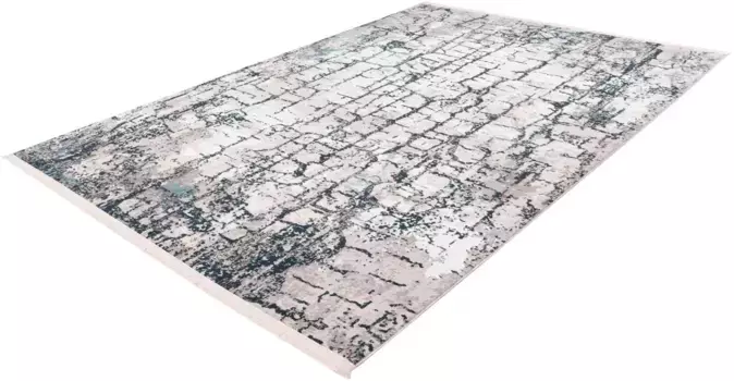 Ковер Calo-Deluxe "Miran 135", прямоугольный, винтажный дизайн, с бахромой, гостиная 200х300 см, серо-голубой