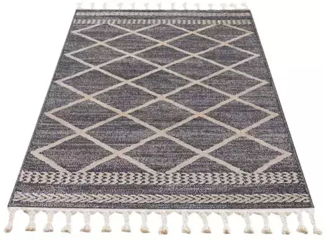 Ковер Carpet City "Art 2645", прямоугольный, короткий ворс, с нитями основы, ромбовидный 80х150 см, серый