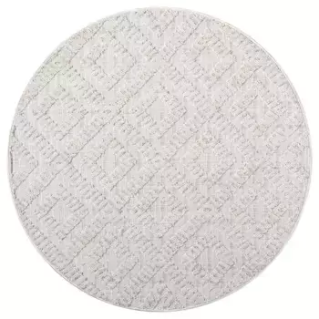 Ковер Carpet City "CLASICO 8927", круглый, короткий ворс, узор высокий-низкий/ромбовидный 3D-эффект, гостиная 200 см, бежевый