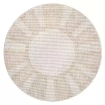 Ковер Carpet City "CLASICO 9152", круглый, короткий ворс, стиль бохо, гостиная 160 см, бежевый