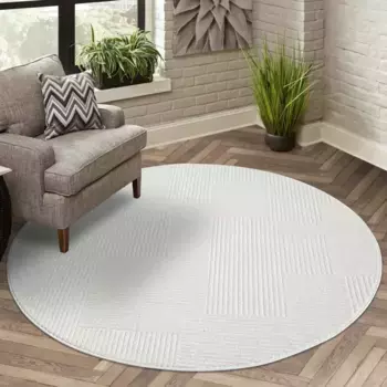 Ковер Carpet City "FLAIR177", круглый, ковер с коротким ворсом, скандинавский стиль 160 см, цвет Creme