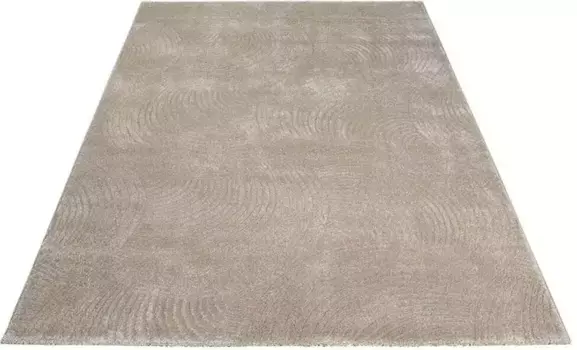 Ковер Carpet City "Ковер Frise FANCY 647", прямоугольный, короткий ворс, 3D-вид, круговой узор, гостиная, спальня 140х200 см, бежевый