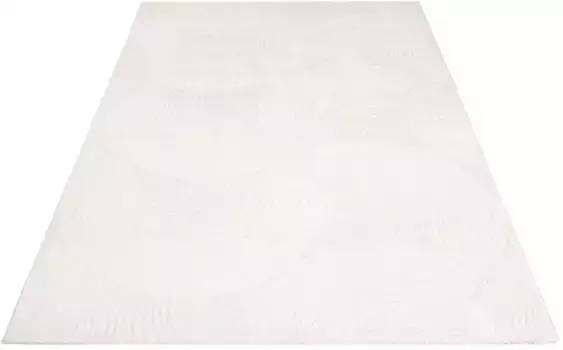 Ковер Carpet City "Ковер Frise FANCY 647", прямоугольный, короткий ворс, 3D-вид, круговой узор, гостиная, спальня 120х160 см, белый