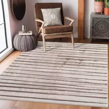 Ковер Carpet City "Moda", прямоугольный, короткий ворс, полосатый рисунок, мягкий ворс 190х280 см, бежевый