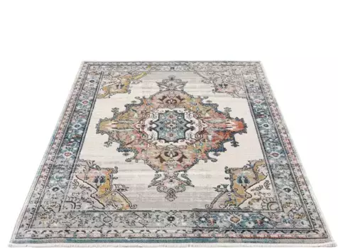 Ковер Carpet City "Novel 8640", прямоугольный, винтажный ковер с бахромой, эффект подержанности, многоцветный 160х230 см, синий