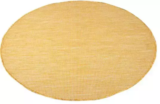 Ковер Carpet City "Palm", круглый, атмосферостойкий и устойчивый к УФ-излучению, для балкона, террасы, кухни, гладкий тканый 120 см, цвет gelb