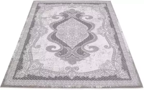 Ковер Carpet City "Platinum 7741", прямоугольный, короткий ворс, орнамент, блестящий благодаря полиэстеру 120х170 см, серый