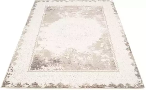 Ковер Carpet City "Platinum 8058", прямоугольный, короткий ворс, бордюр, блестящий благодаря полиэстеру 120х170 см, бежевый