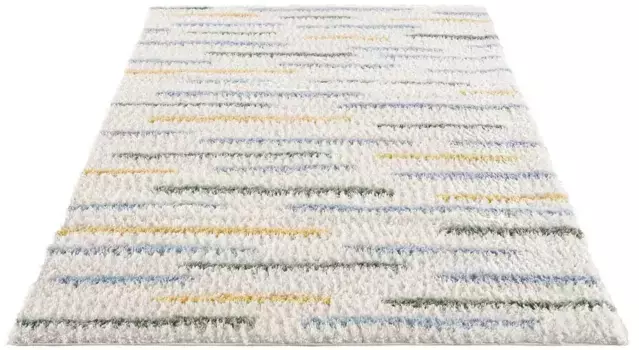 Ковер Carpet City с высоким ворсом "Pulpy 562", прямоугольный, особенно мягкий, полосатый, идеально подходит для гостиной и спальни 140х200 см, цвет creme