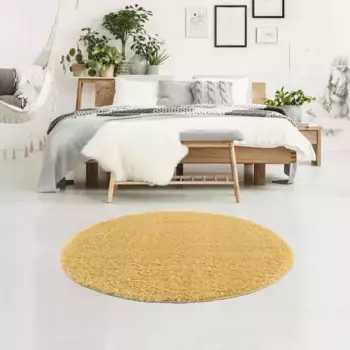 Ковер Carpet City с высоким ворсом "Pulpy 100", круглый, особенно мягкий, с бахромой, однотонный 200 см, цвет gelb
