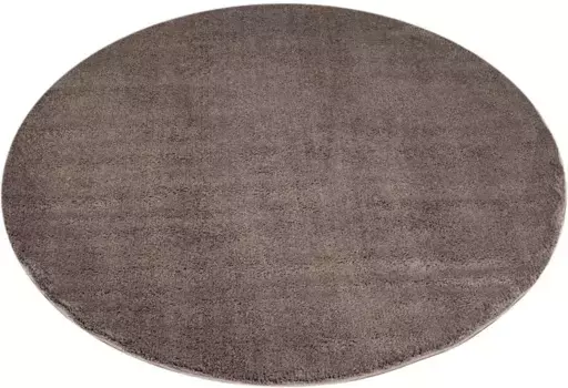 Ковер Carpet City "Softshine 2236", круглый, особенно мягкий, однотонный, идеально подходит для гостиной и спальни 160 см, серо-коричневый