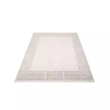 Ковер City ковер "CLASICO 9068", прямоугольный, короткий ворс, бахрома, бордюр, стиль бохо, гостиная Carpet City 80х150 см, бежевый