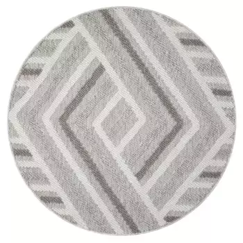 Ковер City "LINDO 7590", круглый, короткий ворс, высокий-низкий рисунок/3D-эффект, стиль бохо, гостиная Carpet City 160 см, бежевый