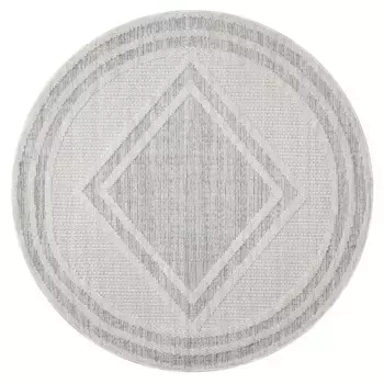 Ковер City "LINDO 8853", круглый, короткий ворс, высокий-низкий рисунок/3D-эффект, стиль бохо, гостиная Carpet City 160 см, серый