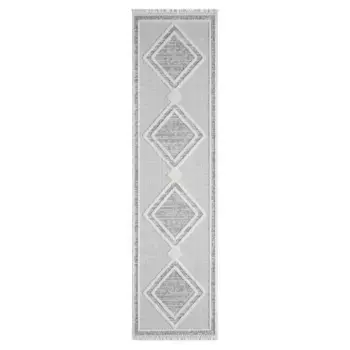 Ковер City "LINDO 8853", прямоугольный, короткий ворс, высокий-низкий рисунок/3D-эффект, бахрома, стиль бохо, гостиная Carpet City 160х230 см, серый