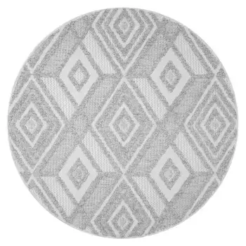 Ковер City "LINDO 8875", круглый, короткий ворс, узор высокий-низкий/3D-эффект, стиль бохо, гостиная Carpet City 120 см, серый