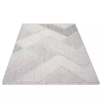 Ковер City "LINDO 8877", прямоугольный, короткий ворс, рисунок high-low/3D-эффект, бахрома, стиль бохо, гостиная Carpet City 80х300 см, бежевый