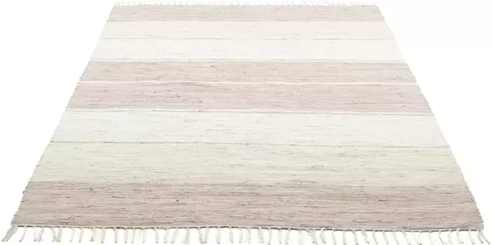 Ковер для дома "Alizee", прямоугольный, двусторонний ковер, чистый хлопок, сотканный вручную, в полоску, моющийся, современный Home affaire 60х120 см, бежевый