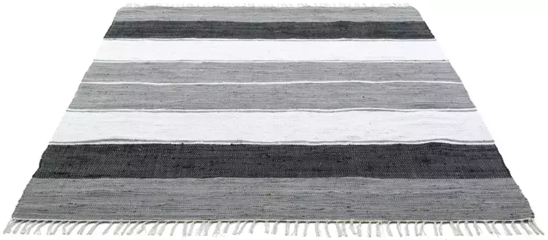 Ковер для дома "Alizee", прямоугольный, двусторонний ковер, чистый хлопок, сотканный вручную, в полоску, моющийся, современный Home affaire 60х120 см, черный
