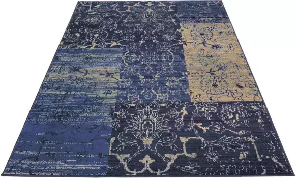 Ковер для дома "Bennet", прямоугольный, винтажный дизайн, плоский, с коротким ворсом, мягкий, простой в уходе, элегантный My home 240х330 см, синий