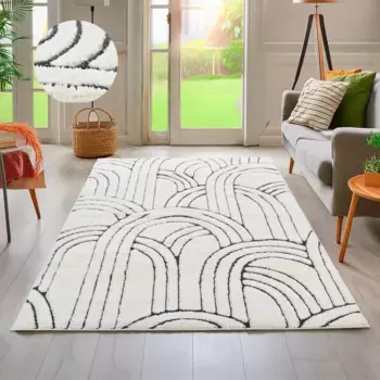 Ковер для дома "Cadie", прямоугольный, высота 20 мм, современный дизайн, мягкий ворс, эффект высокий-низкий, сканди-стиль Home Affaire, антрацит/кремовый